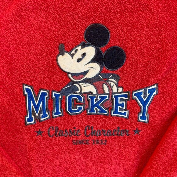 Vintage Y2K Disney Mickey Mouse Red Fleece Crewneck Sweatshirt Classic Character - Picture 2 of 3